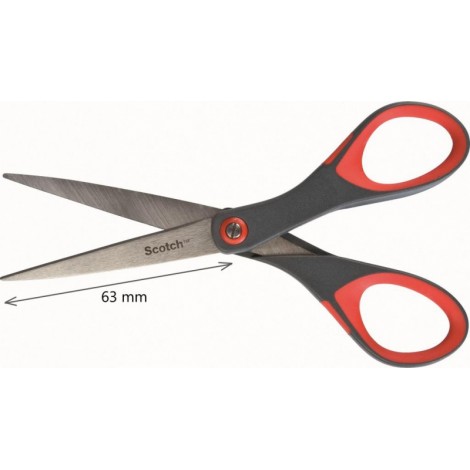 Nożyczki biurowe SCOTCH® (1447), precyzyjne, 18cm, czerwono-szare