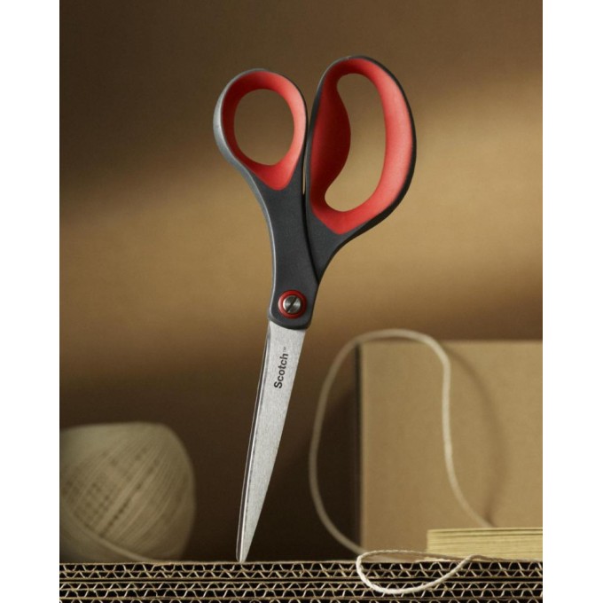 Nożyczki biurowe SCOTCH® (1447), precyzyjne, 18cm, czerwono-szare