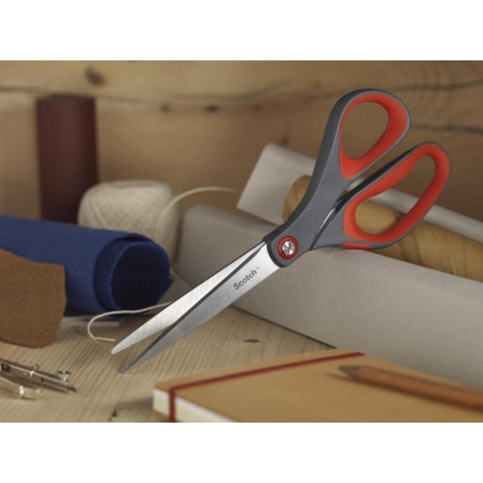 Nożyczki biurowe SCOTCH® (1448), precyzyjne, 20,5cm, czerwono-szare