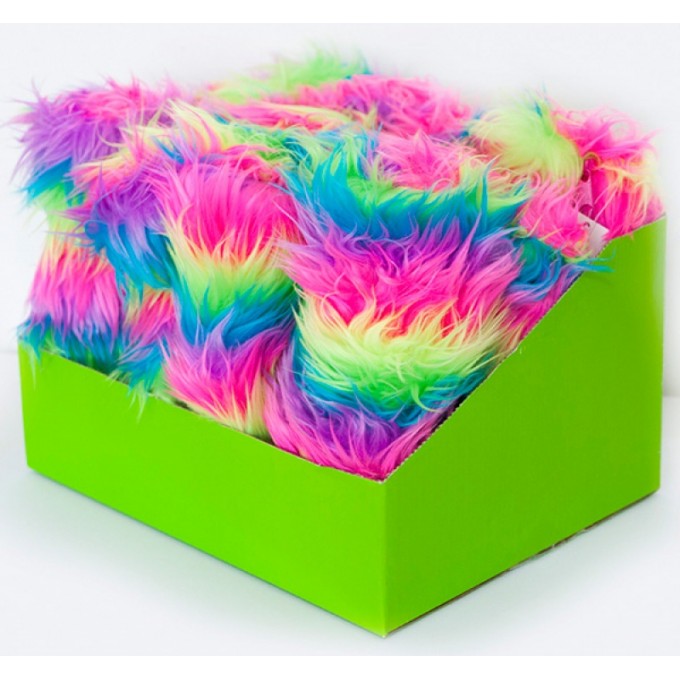 Piórnik-saszetka MEMORIS Fluffy, włochata, na suwak, tęczowa