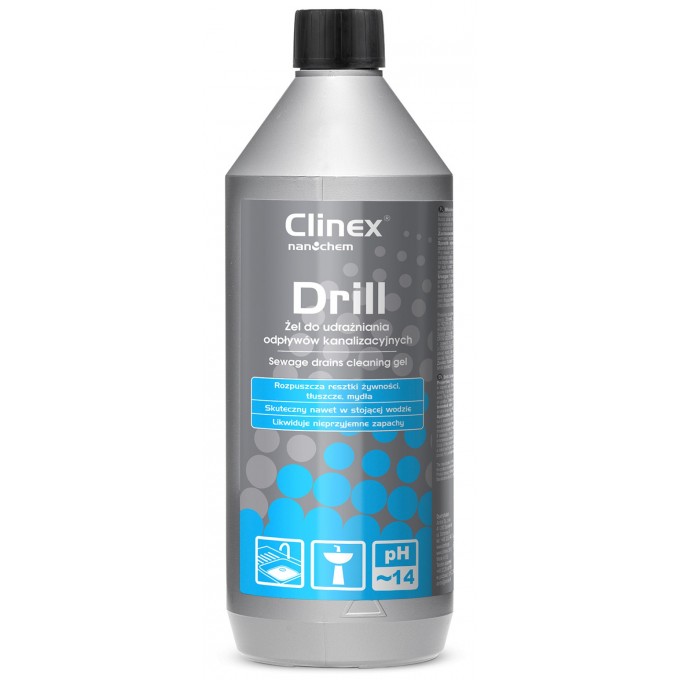 Żel CLINEX Drill 1L, do udrażniania odpływów kanalizacyjnych