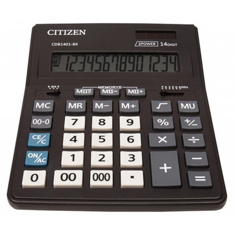 Kalkulator biurowy CITIZEN CDB1401-BK Business Line, 14-cyfrowy, 205x155mm, czarny Kalkulator biurowy CITIZEN CDB1401-BK Business Line, 14-cyfrowy, 205x155mm, czarny