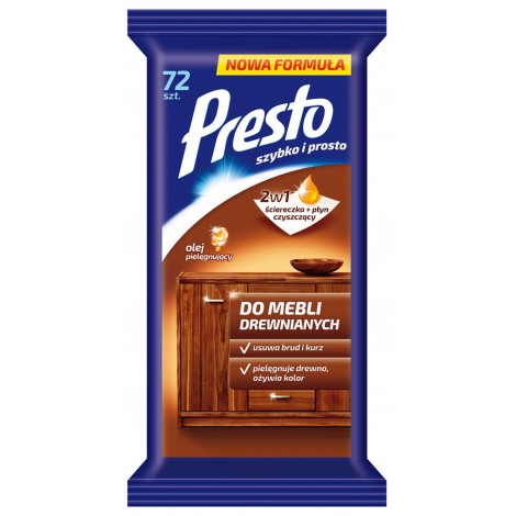 Ściereczki gospodarcze PRESTO, do mebli drewnianych, 72szt., białe