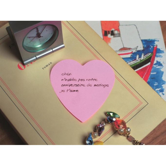 Kostka samoprzylepna POST-IT® (2007H), 1x225 kart., w kształcie serduszka