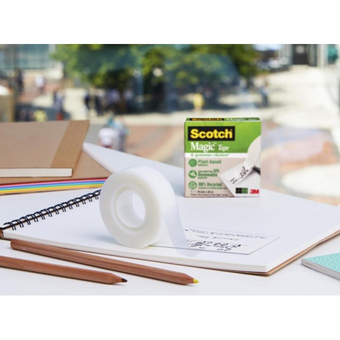 Taśma biurowa SCOTCH® Magic™ Greener Choice (9-1933R14C38), matowa, 19mm, 33m, 14szt., podajnik C-38 GRATIS