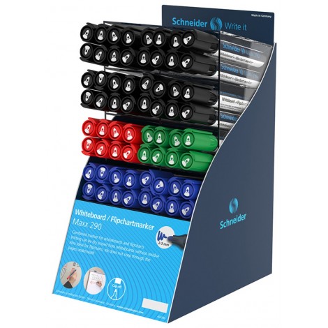 Display markerów do tablic i bloków do flipchartów SHNEIDER Maxx 290, 64 szt., mix kolorów
