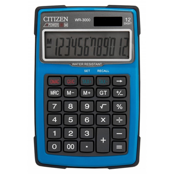 Kalkulator wodoodporny CITIZEN WR-3000, 152x105mm, niebieski