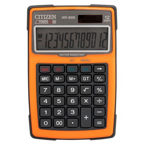 Kalkulator wodoodporny CITIZEN WR-3000, 152x105mm, pomarańczowy