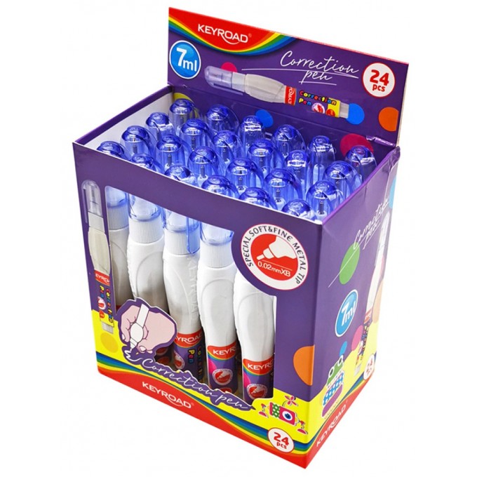 Korektor w piórze KEYROAD, metalowa końcówka, 7ml, pakowane na displayu