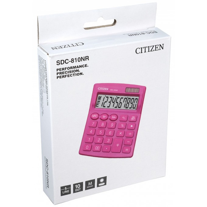 Kalkulator biurowy CITIZEN SDC-810NRPKE, 10-cyfrowy, 127x105mm, różowy
