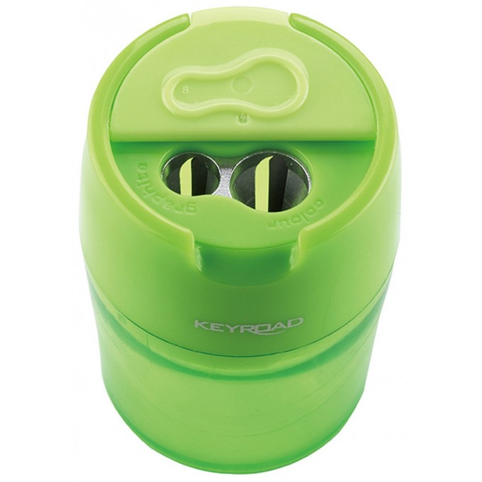 Temperówka KEYROAD Robby, aluminiowa, podwójna, z pojemnikiem, pakowane na displayu, mix kolorów