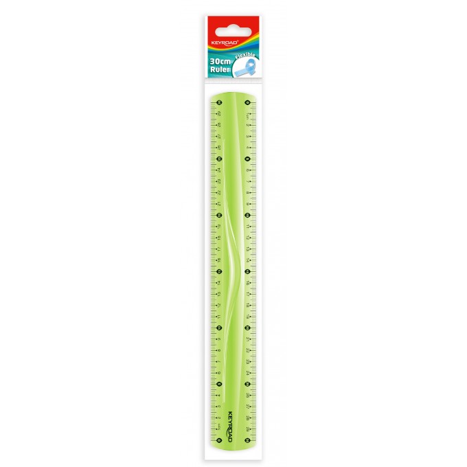 Linijka KEYROAD, 30cm, elastyczna, zawieszka, mix kolorów
