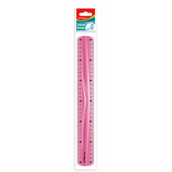 Linijka KEYROAD, 30cm, elastyczna, zawieszka, mix kolorów