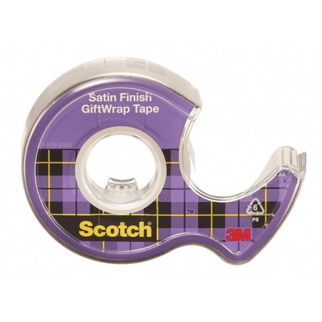 Taśma klejąca SCOTCH® Gift Wrap, do pakowania prezentów, na podajniku, 19mm, 7,5m, transparentna