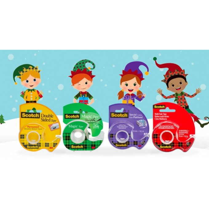 Taśma klejąca SCOTCH® Gift Wrap, do pakowania prezentów, na podajniku, 19mm, 7,5m, transparentna