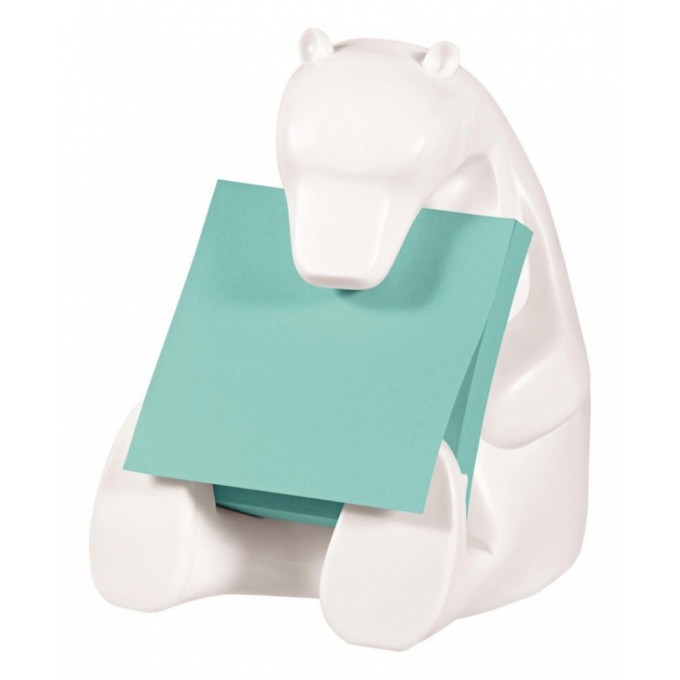 Podajnik do karteczek samoprzylepnych POST-IT® Miś (Bear-330), biały, w zestawie 1 bloczek Super Sticky Z-Notes