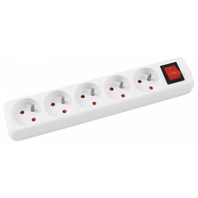 Przedłużacz OFFICE PRODUCTS, 5 gniazd, 5m, z uziemieniem i wyłącznikiem, biały