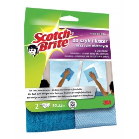 Ścierka z mikrofibry SCOTCH BRITE™ do szyb i luster, 2szt., ciemno/jasnoniebieskie