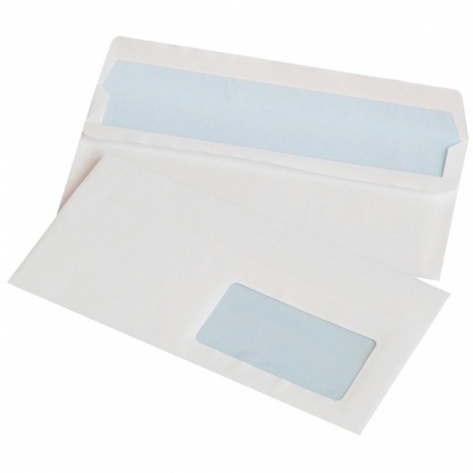 Koperty samoklejące OFFICE PRODUCTS, SK, DL, 110x220mm, 75gsm, 1000szt., z okienkiem prawym 45x90mm, białe