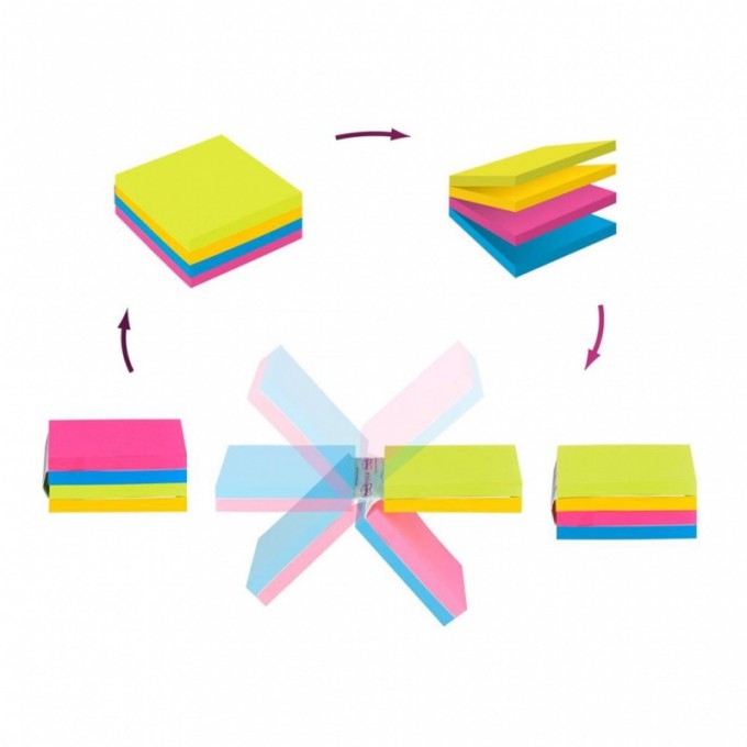 Multi kostka samoprzylepna POST-IT® Super Sticky (2014-SC-BYFG),76x76mm, 4x75 kart., mix kolorów