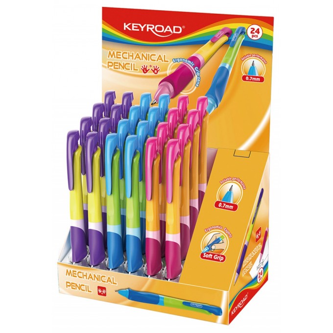 Ołówek automatyczny KEYROAD SMOOZZY Writer, 0,7mm., pakowany na displayu, mix kolorów