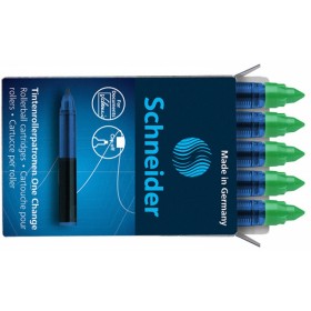 Kartridże SCHNEIDER One Change, do piór kulkowych, 0,6mm, 5szt., zielone