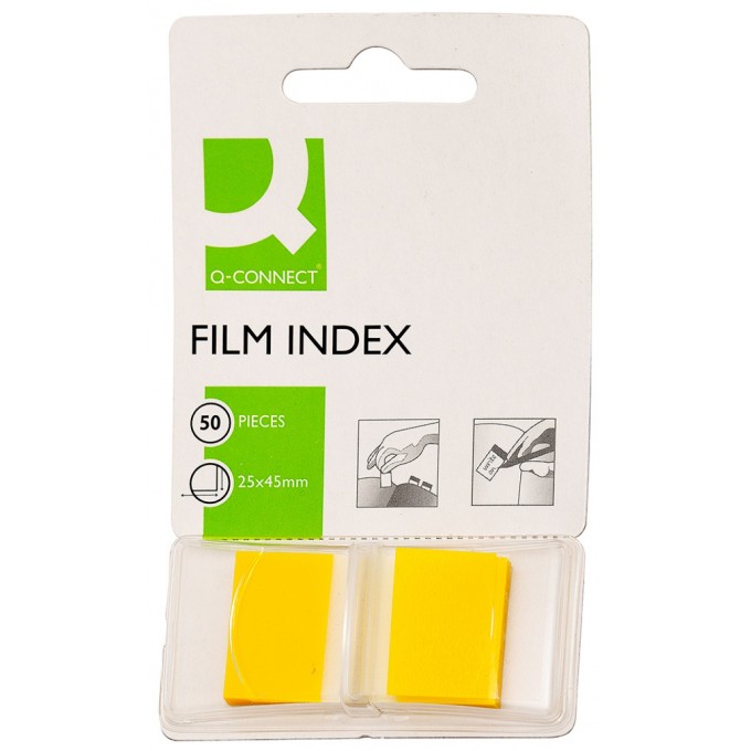 Zakładki indeksujące Q-CONNECT, PP, 25,4x43,7mm, 50 kart., żółte