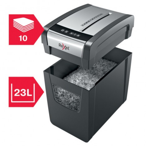 Niszczarka Rexel Momentum X410-SL Slimline, konfetti, P-4, 10 kart., 23l, czarna