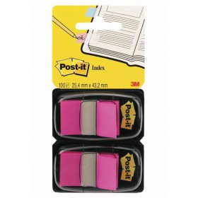 Zakładki indeksujące POST-IT® (680-BP2EU), PP, 25,4x43,2mm, 2x50 kart., jaskraworóżowe