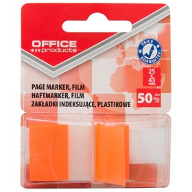 Zakładki indeksujące OFFICE PRODUCTS, PP, 25x43mm, 1x50 kart., blister, pomarańczowe