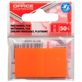 Zakładki indeksujące OFFICE PRODUCTS, PP, 25x43mm, 1x50 kart., zawieszka, pomarańczowe