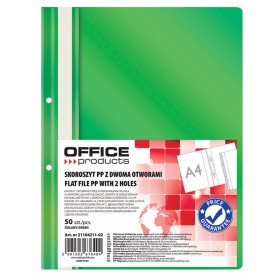 Skoroszyt OFFICE PRODUCTS, PP, A4, 2 otwory, 100/170mikr., wpinany, zielony