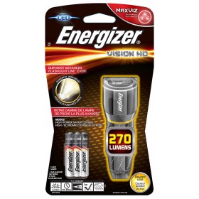 Latarka ENERGIZER Metal Vision HD + 3szt. baterii AAA, srebrna