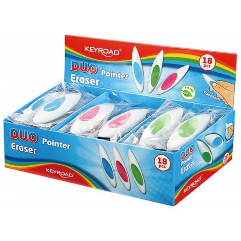 Gumka uniwersalna KEYROAD Duo-Pointer, pakowane na displayu, mix kolorow
