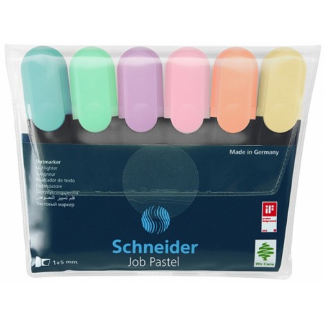 Zestaw zakreślaczy SCHNEIDER Job Pastel, 1-5 mm, 6 szt., pudełko z zawieszką, mix kolorów Zestaw zakreślaczy SCHNEIDER Job Pastel, 1-5 mm, 6 szt., pudełko z zawieszką, mix kolorów